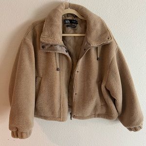 Zara Cropped Teddy Jacket